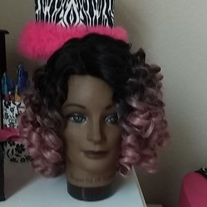 Curly Rose Gold Lace Front Wig